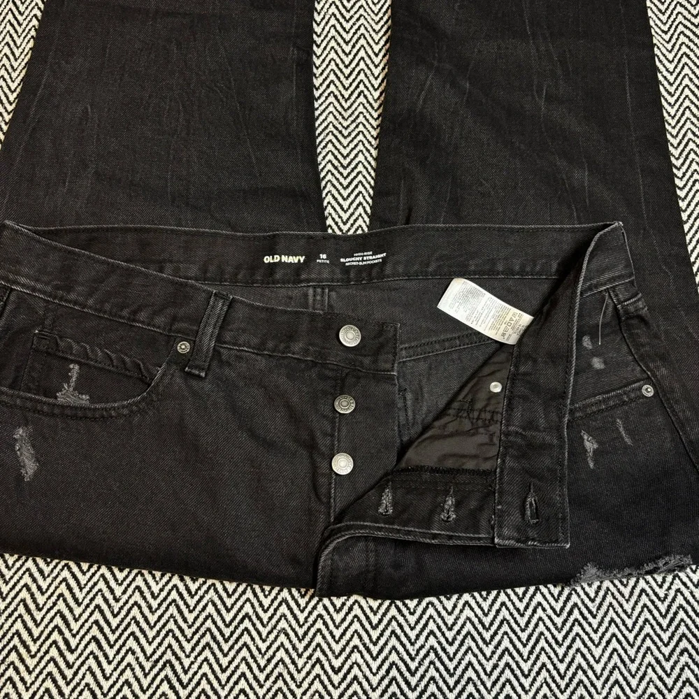 Old Navy High Rise Slouchy Straight In Black | Sz 16P